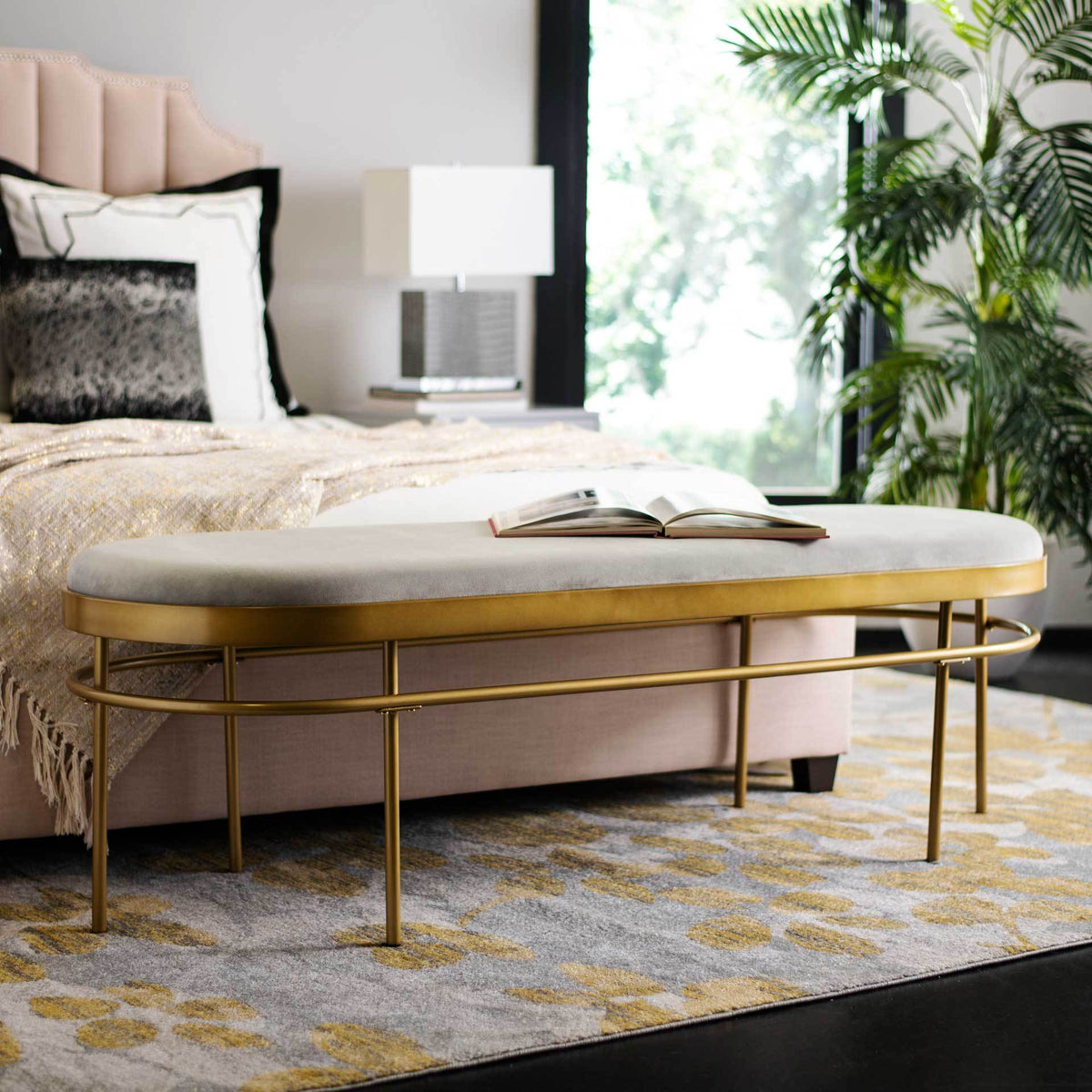 Sylas Oval Bench Gray/Gold