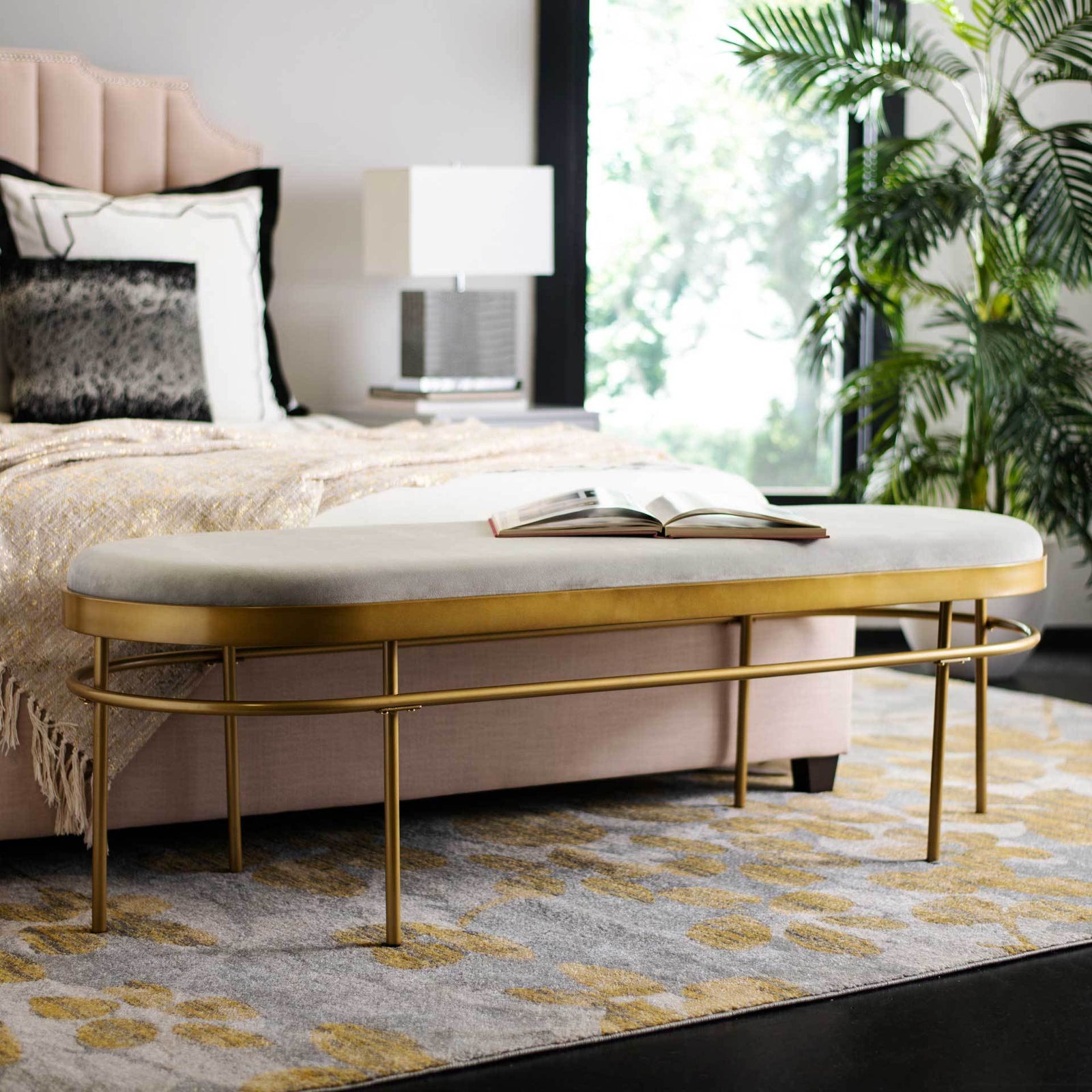 Sylas Oval Bench Gray/Gold