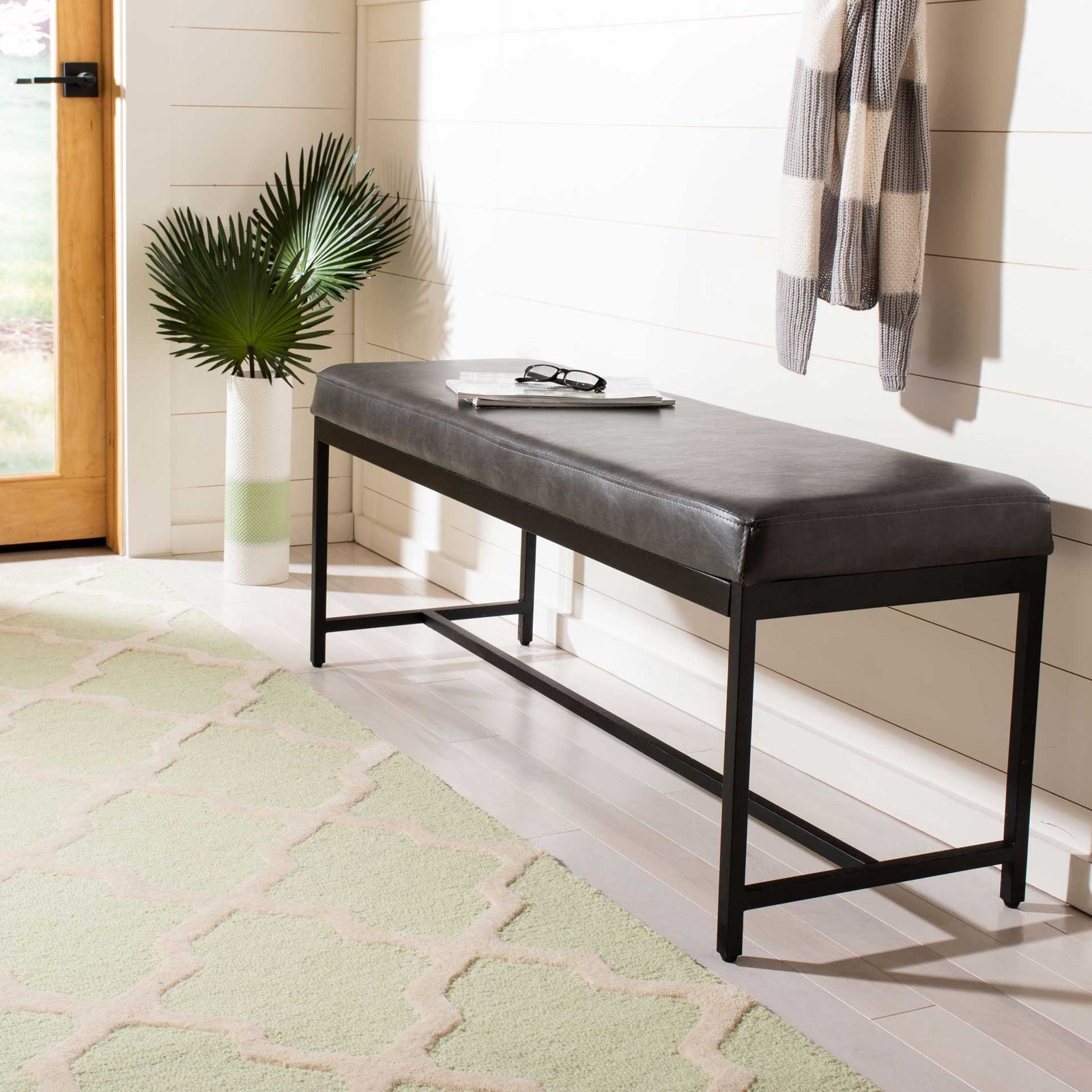 Chamonix Faux Leather Bench Gray