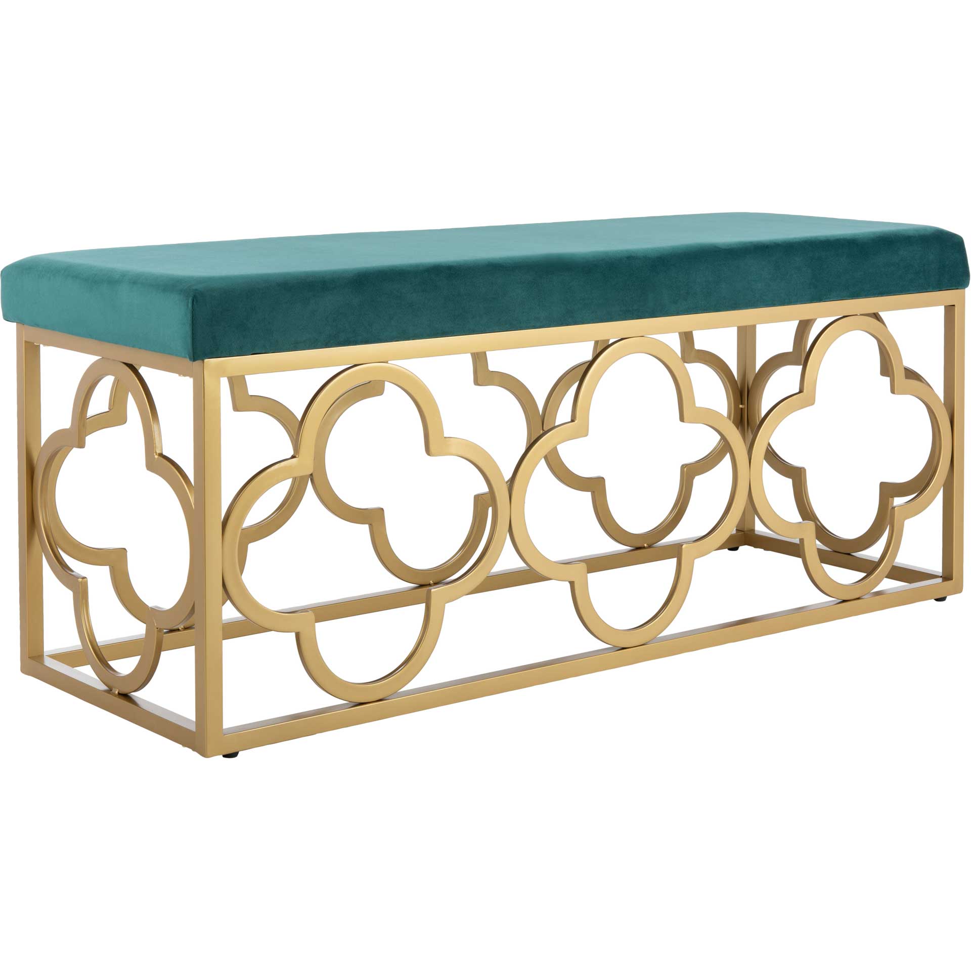 Florence Rectangle Bench Emerald/Gold