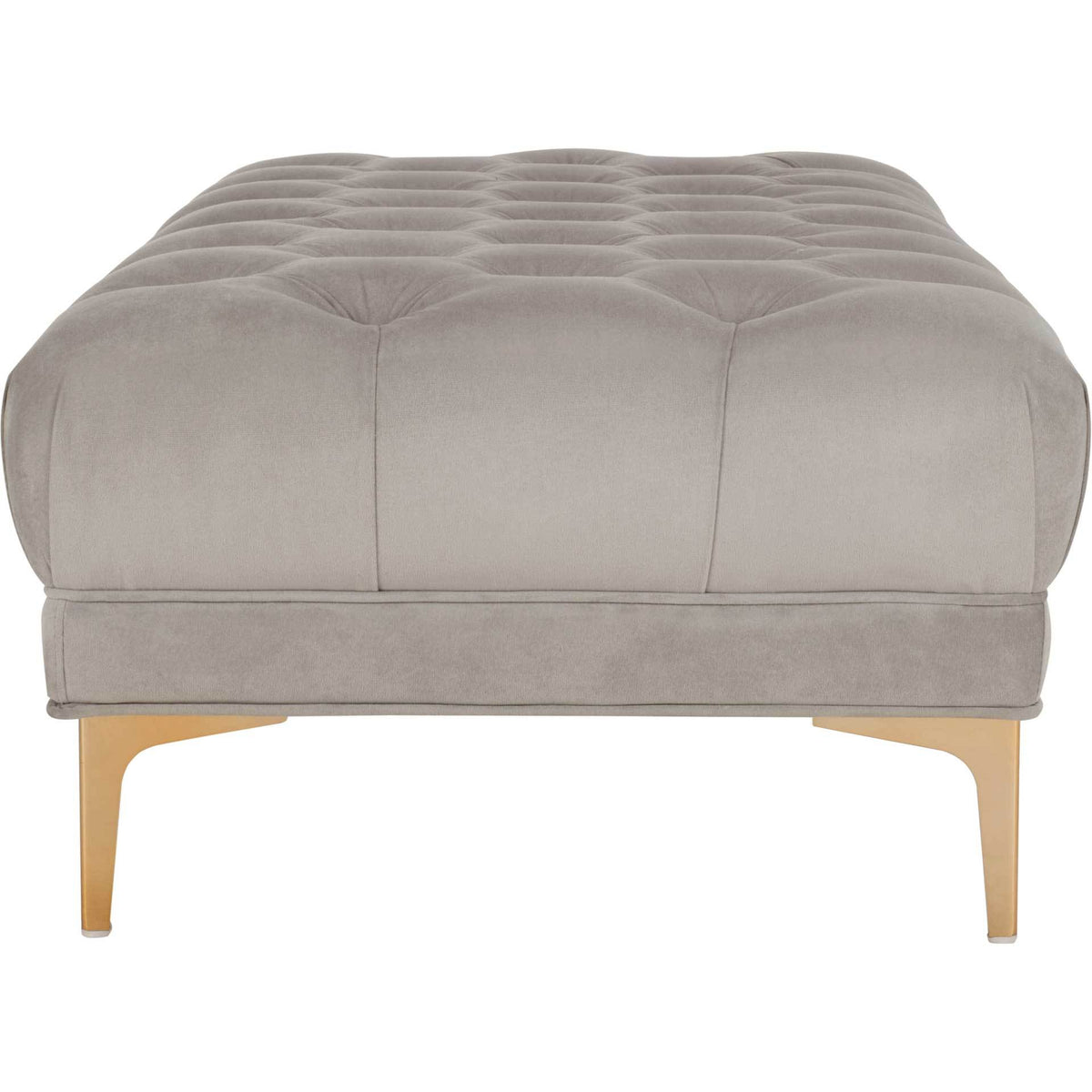 Zane Tufted Rectangular Bench Gray/Brass