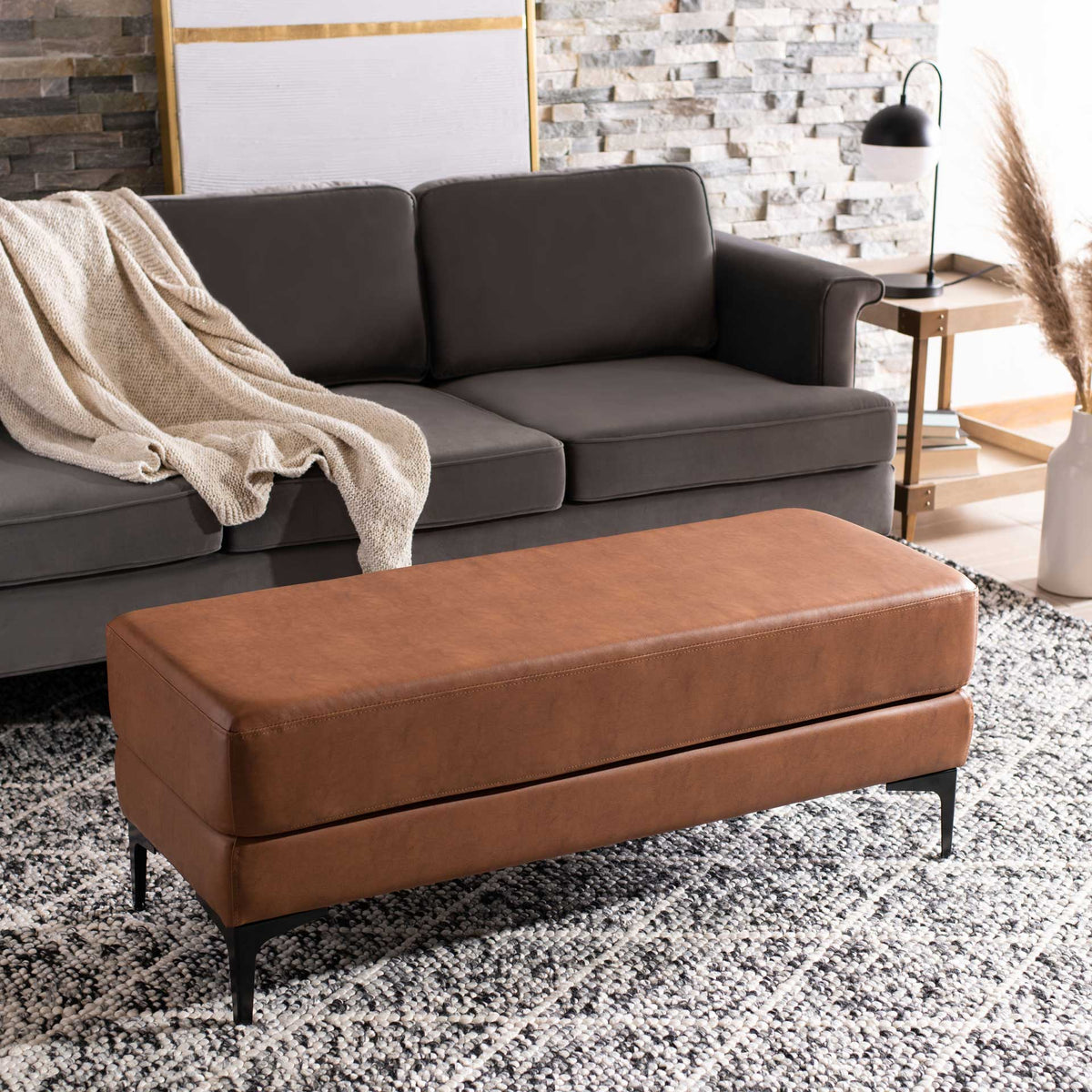 Elaine Rectangular Bench Brown/Black