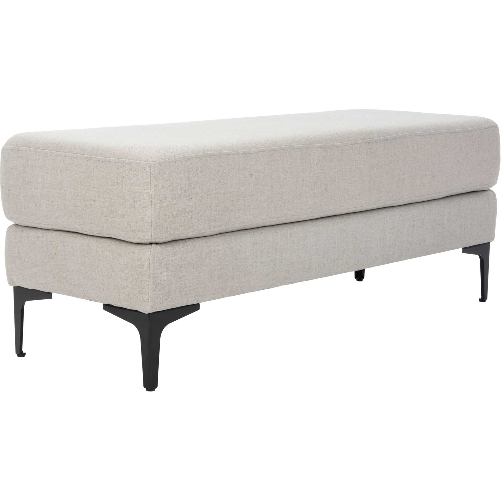 Elaine Rectangular Bench Light Gray/Black