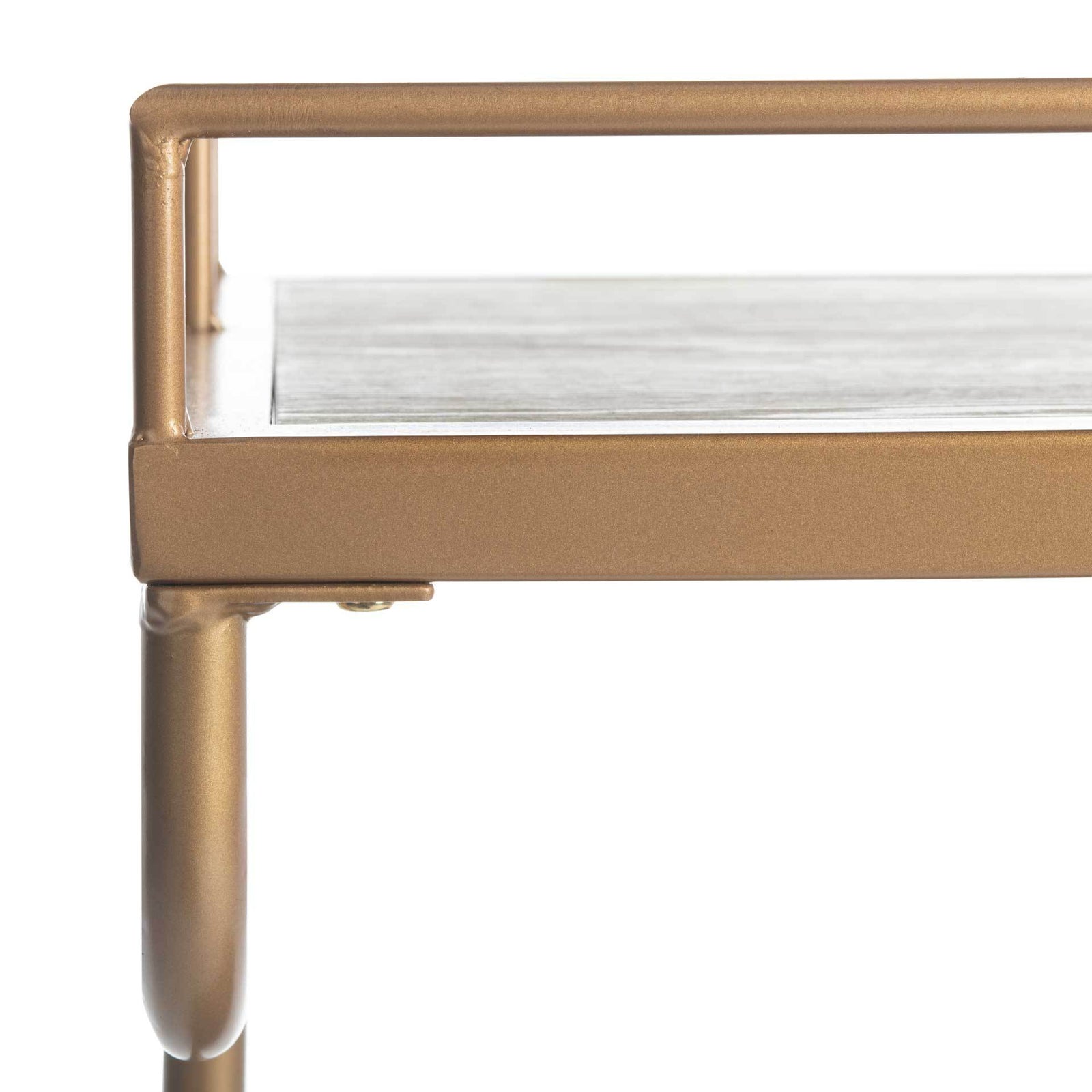 Damari 2 Tier Rectangle Bar Cart Rustic Oak/Gold