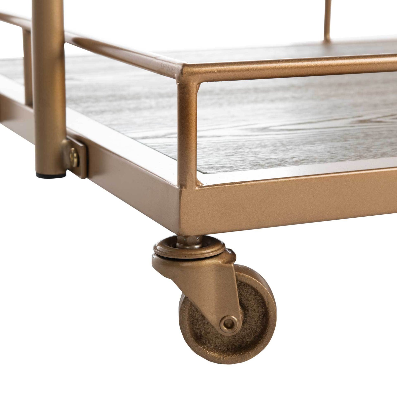 Damari 2 Tier Rectangle Bar Cart Rustic Oak/Gold