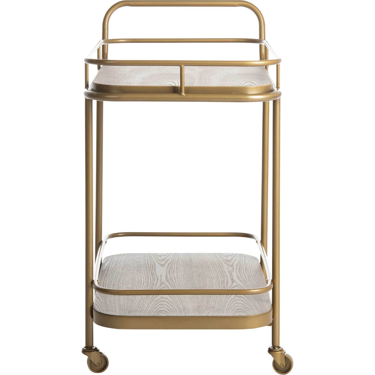 Gabriela 2 Tier Rectangle Bar Cart Rustic Oak/Gold