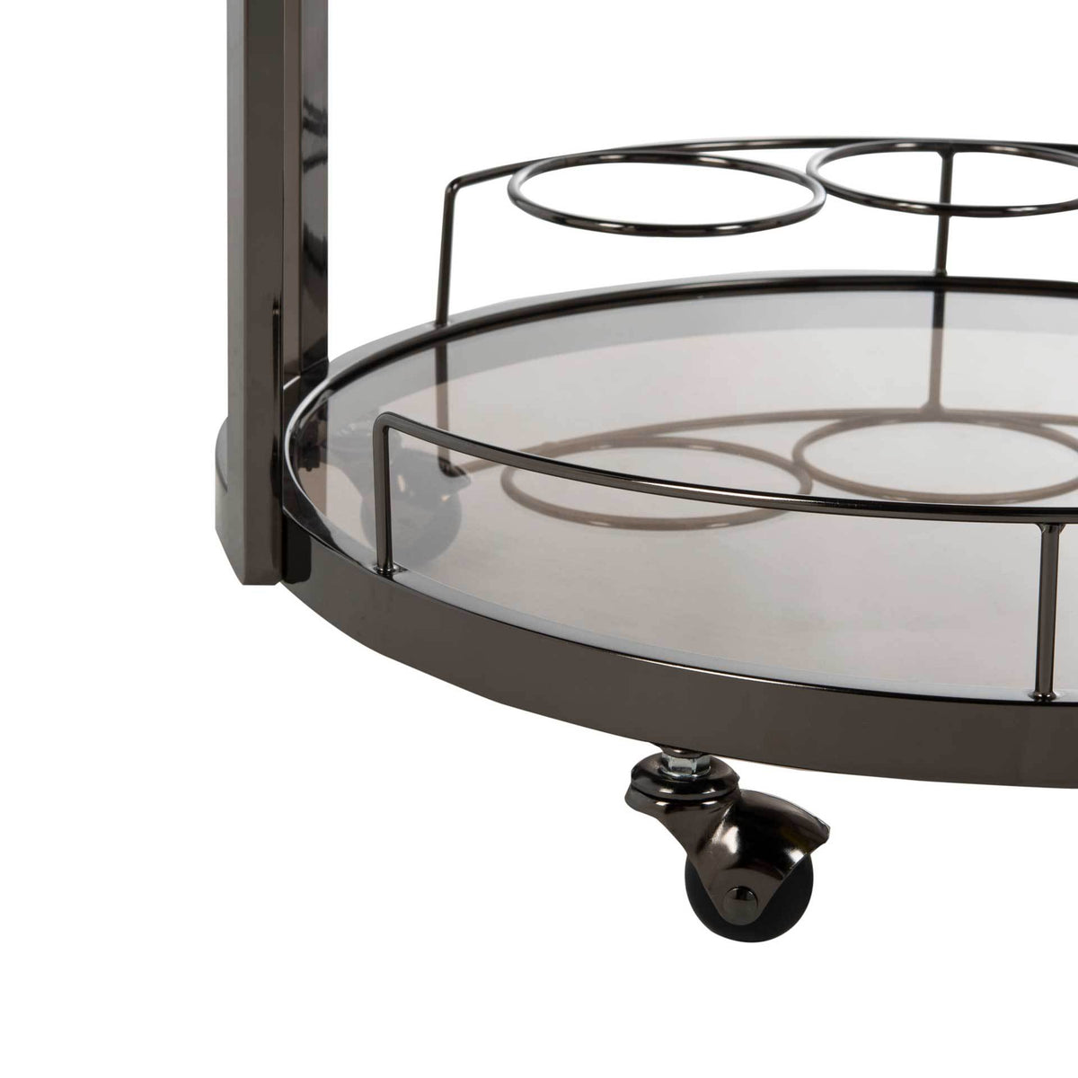 Ricky 3 Tier Round Bar Cart and Wine Rack Gun Metal/Tinted Glass