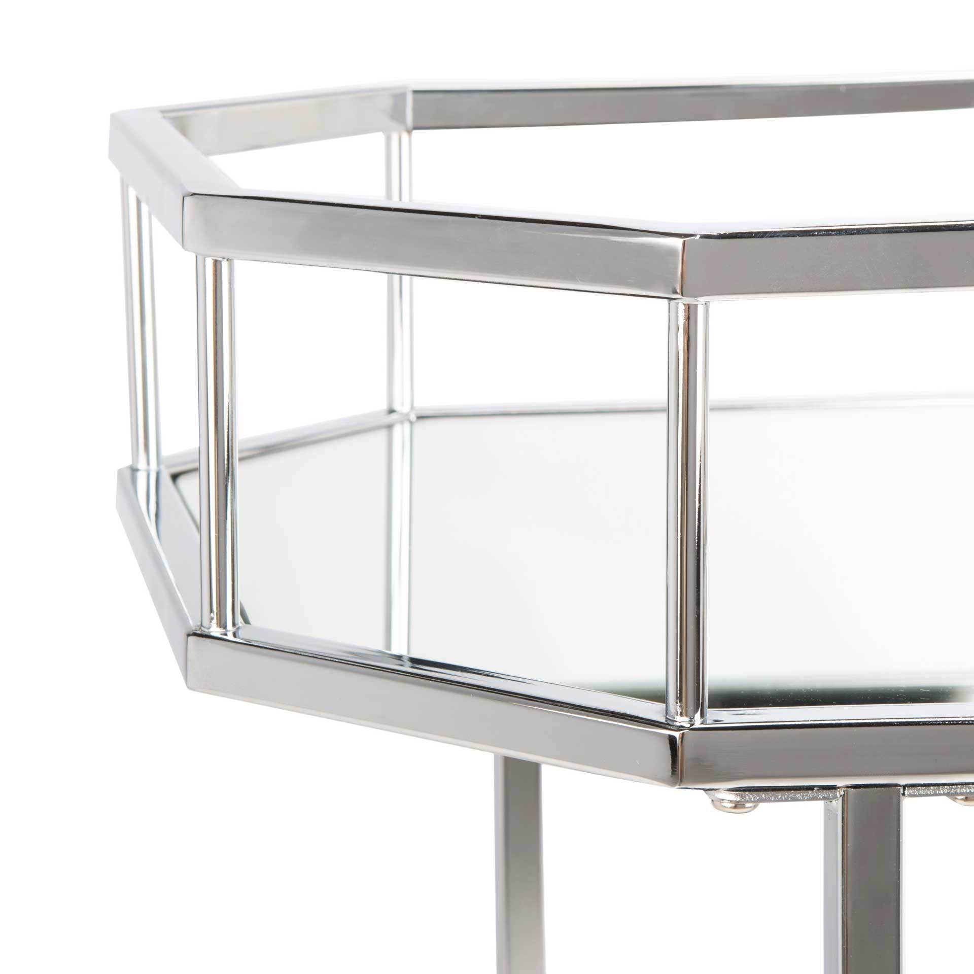 Sincere 2 Tier Octagon Bar Cart Silver/Mirror