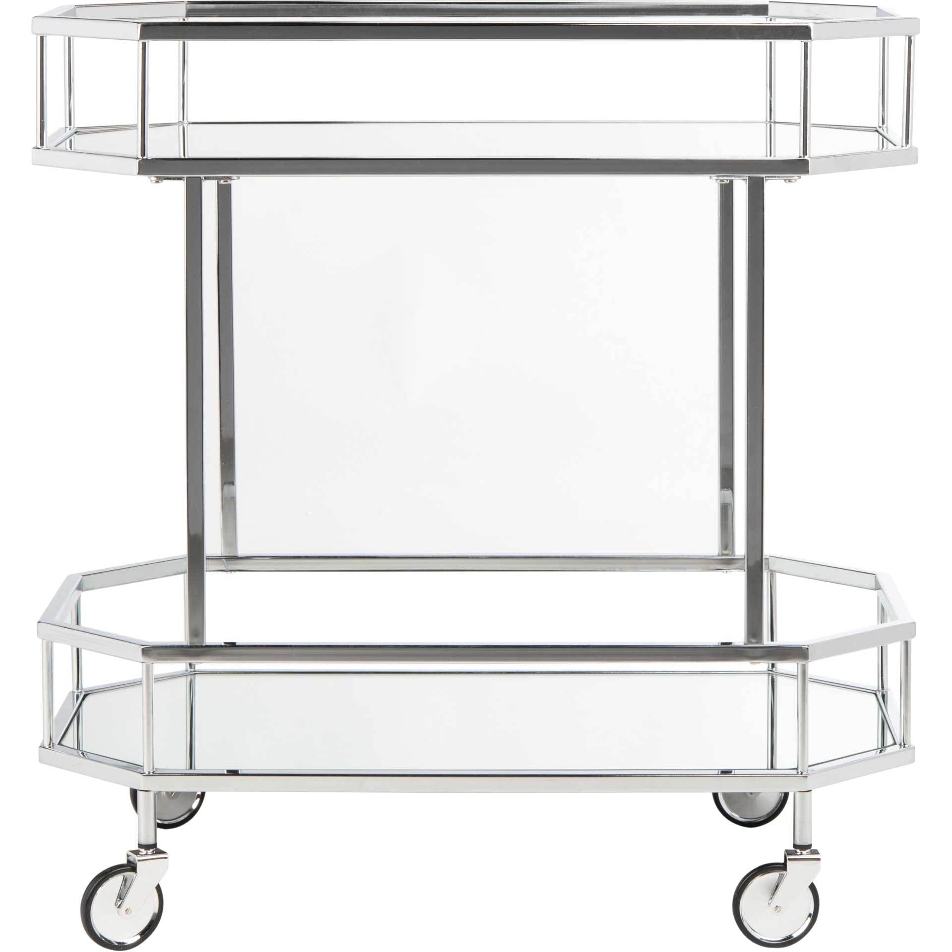 Sincere 2 Tier Octagon Bar Cart Silver/Mirror