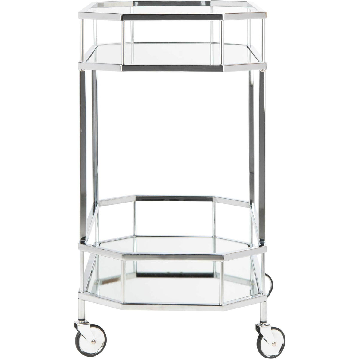 Sincere 2 Tier Octagon Bar Cart Silver/Mirror