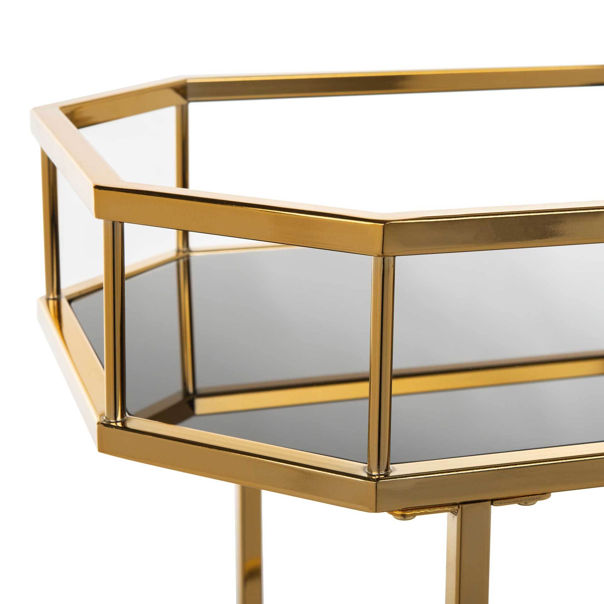 Sincere 2 Tier Octagon Bar Cart Brass/Tinted Glass
