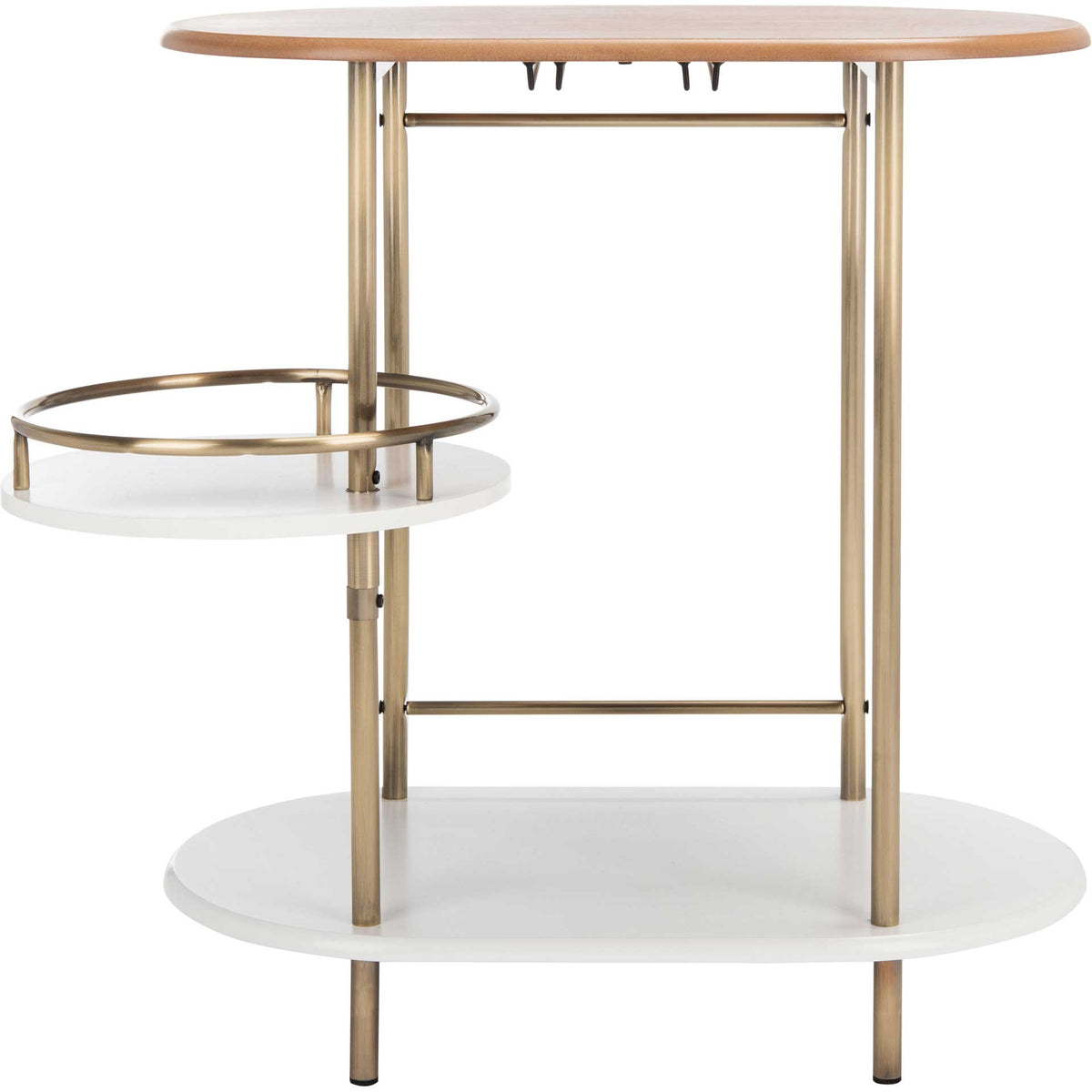 Ivan 3 Tier Swivel Bar Table Light Walnut/Gold