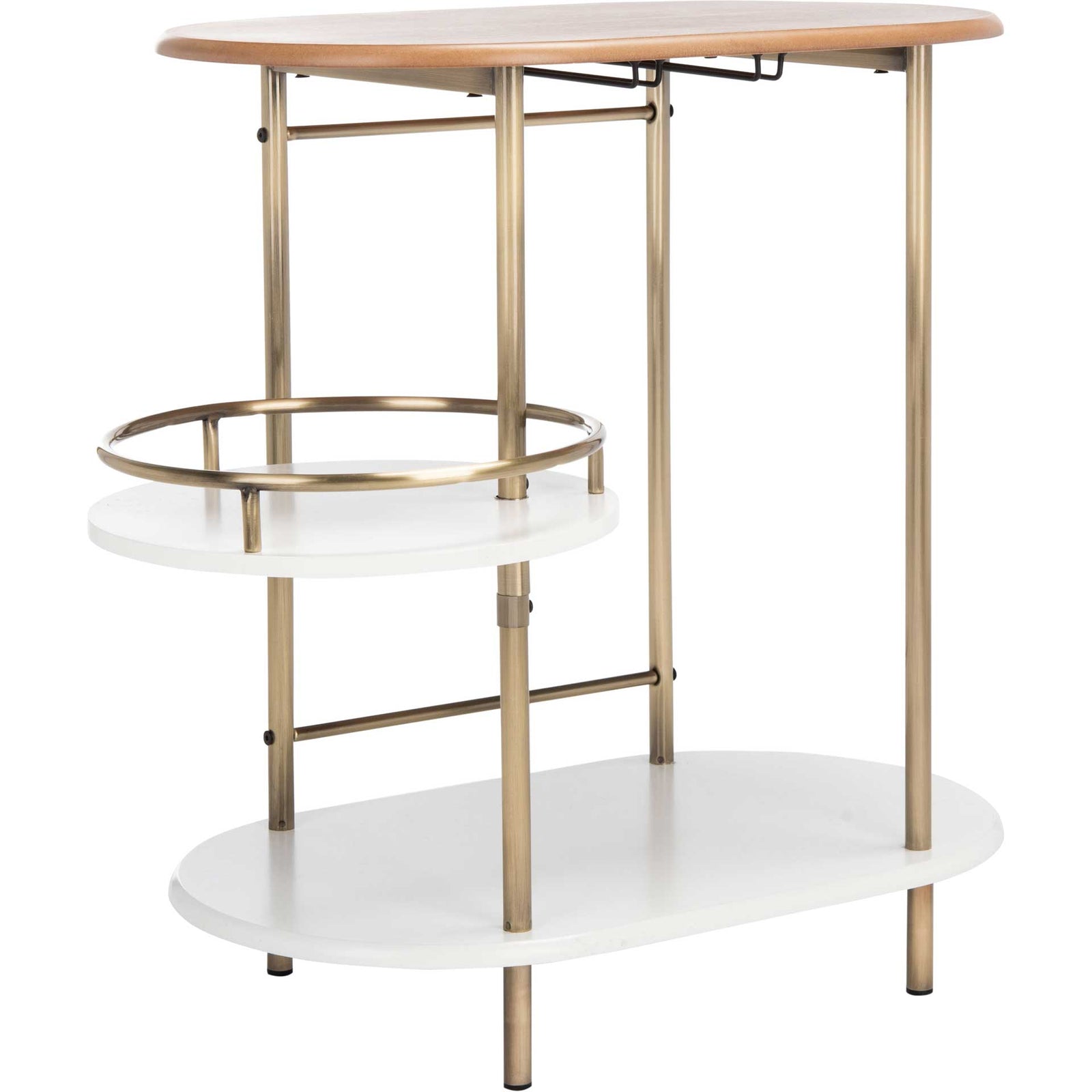 Ivan 3 Tier Swivel Bar Table Light Walnut/Gold