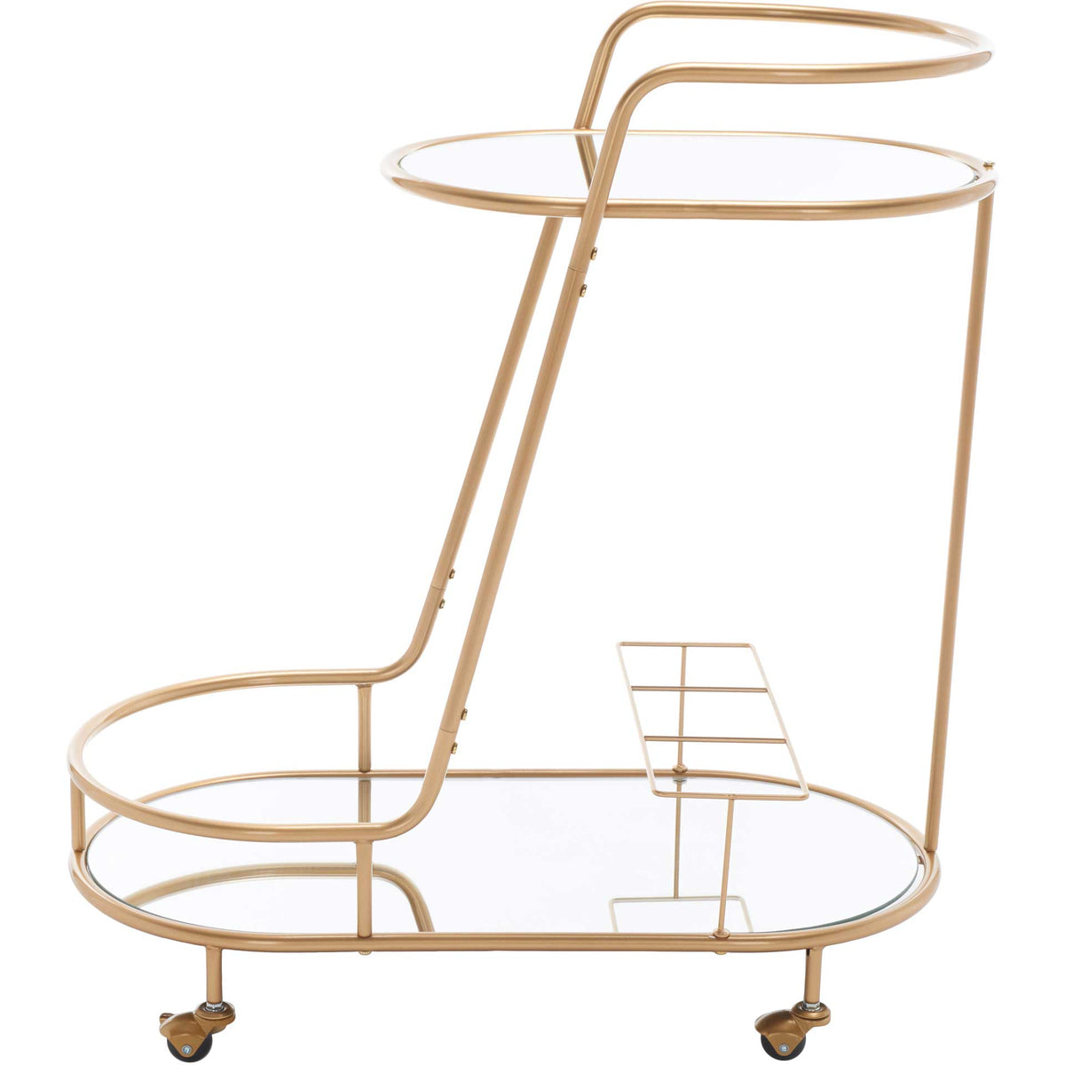 Midon 2 Tier Oval Bar Cart Gold/Mirrored