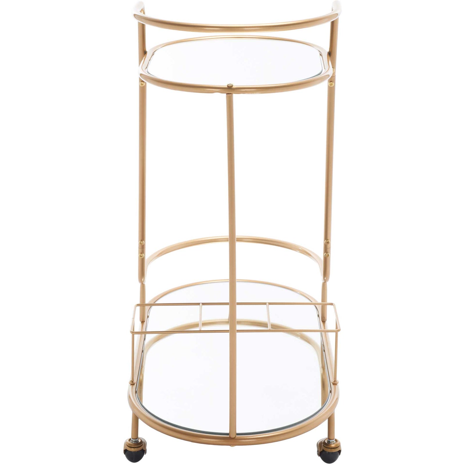 Midon 2 Tier Oval Bar Cart Gold/Mirrored