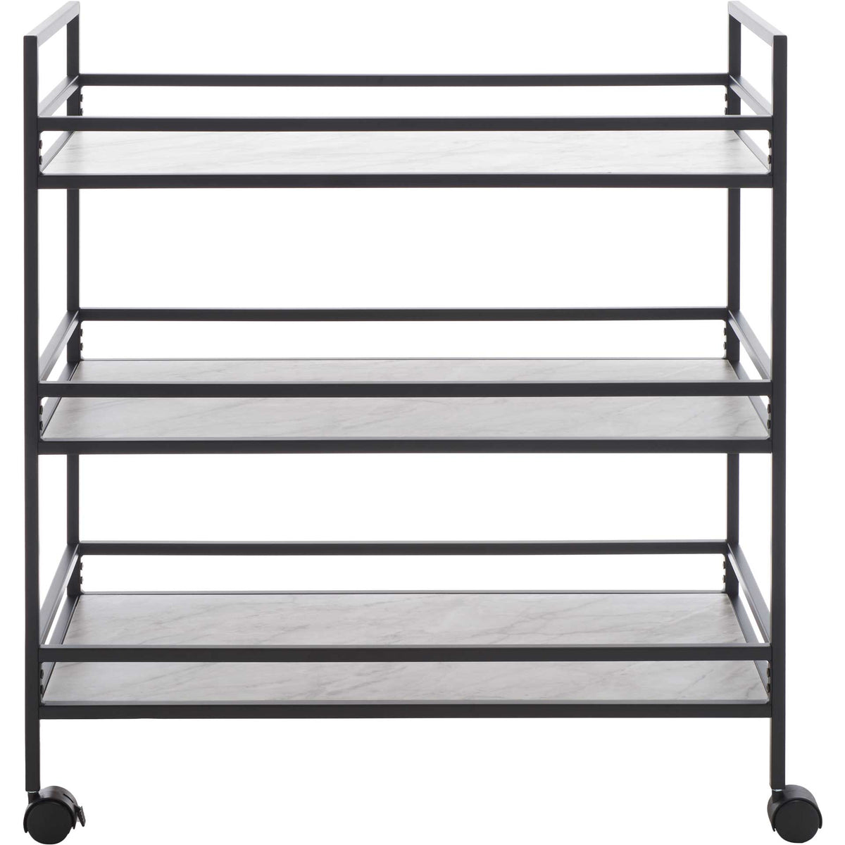 Idris 3 Tier Bar Cart Matte Black/Marble