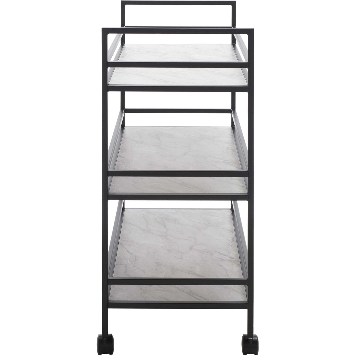 Idris 3 Tier Bar Cart Matte Black/Marble
