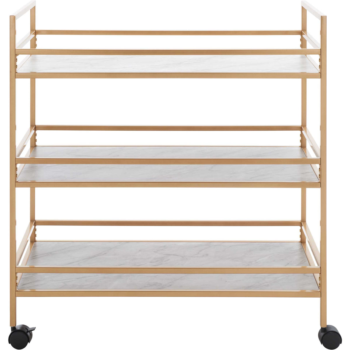 Idris 3 Tier Bar Cart Gold/Marble