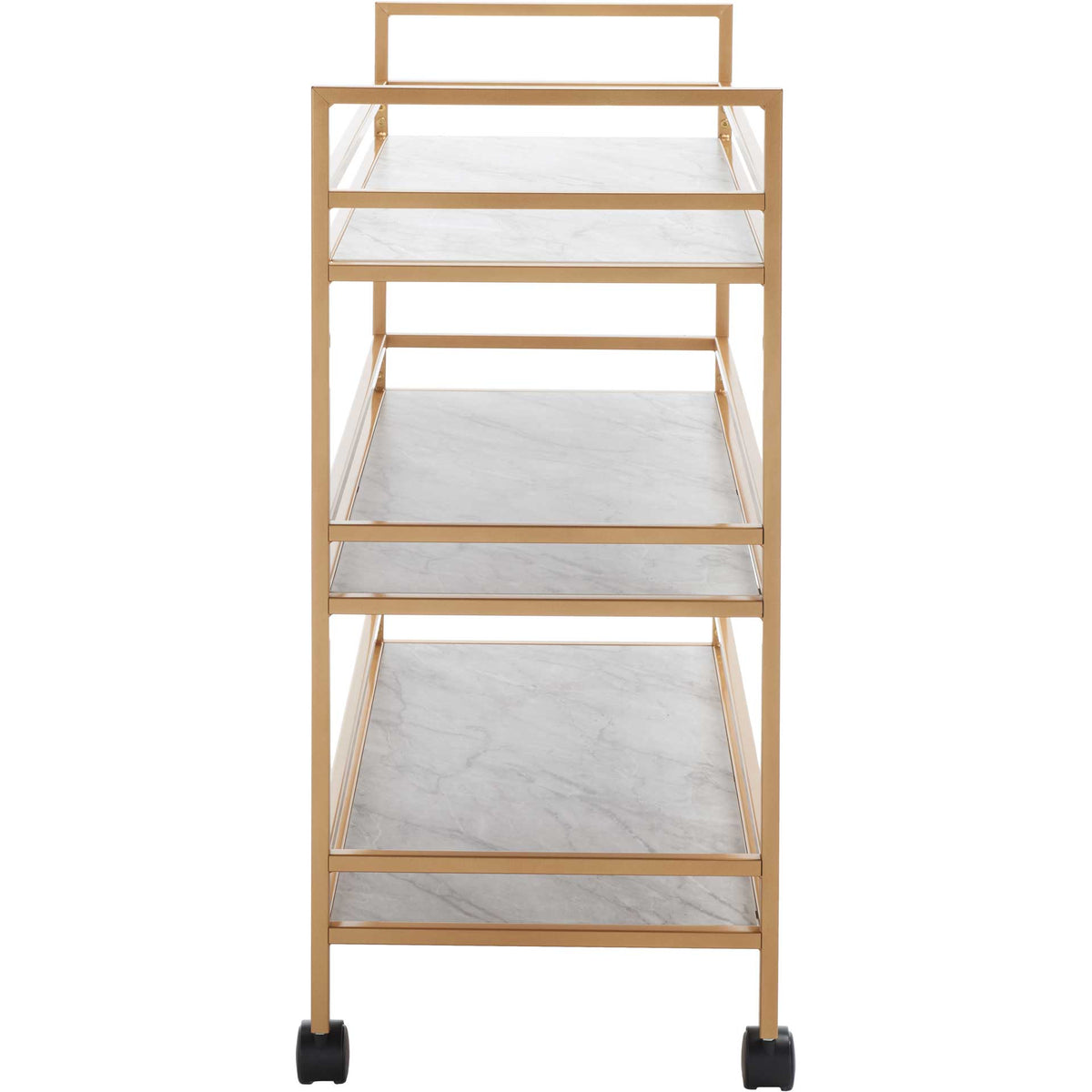 Idris 3 Tier Bar Cart Gold/Marble