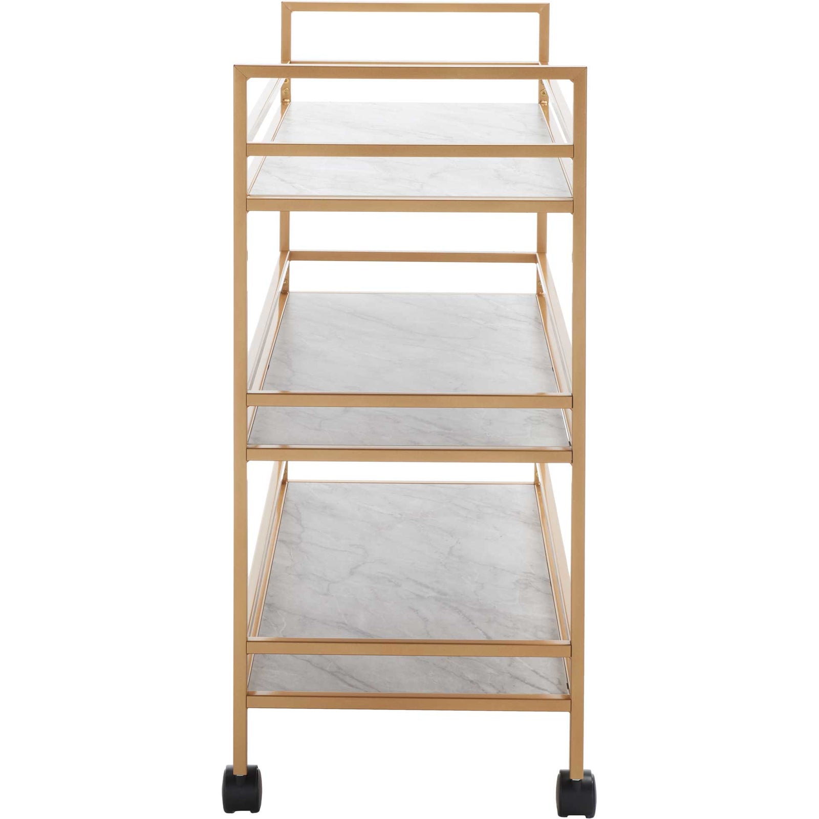 Idris 3 Tier Bar Cart Gold/Marble