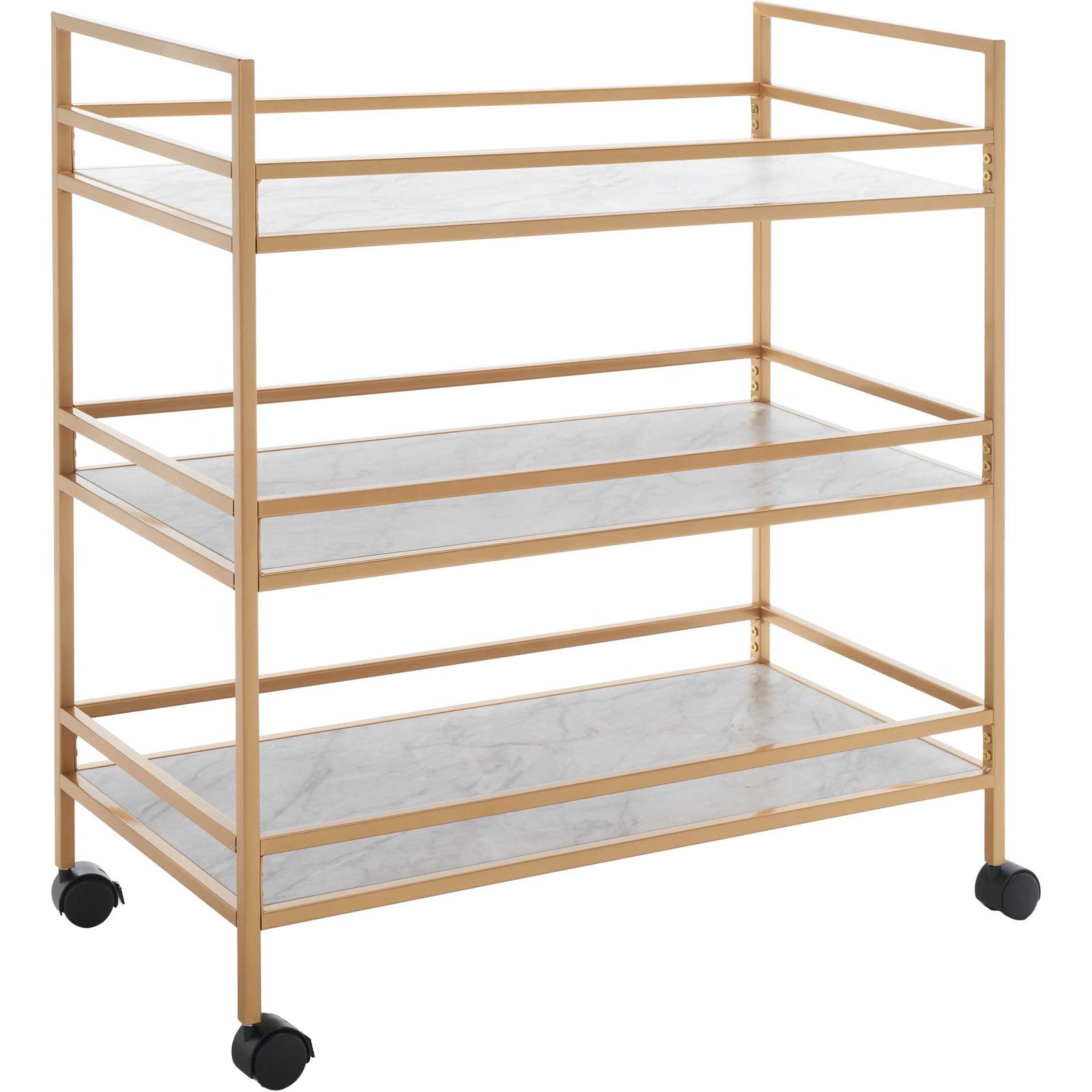Idris 3 Tier Bar Cart Gold/Marble