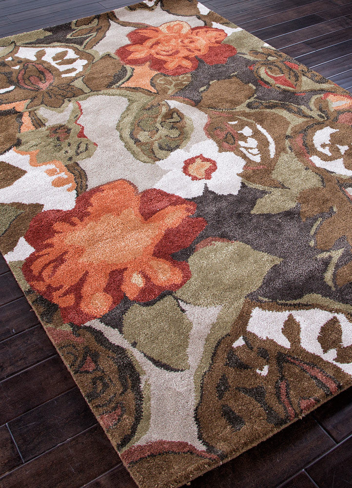 Blue Petal Pusher White Ice Area Rug