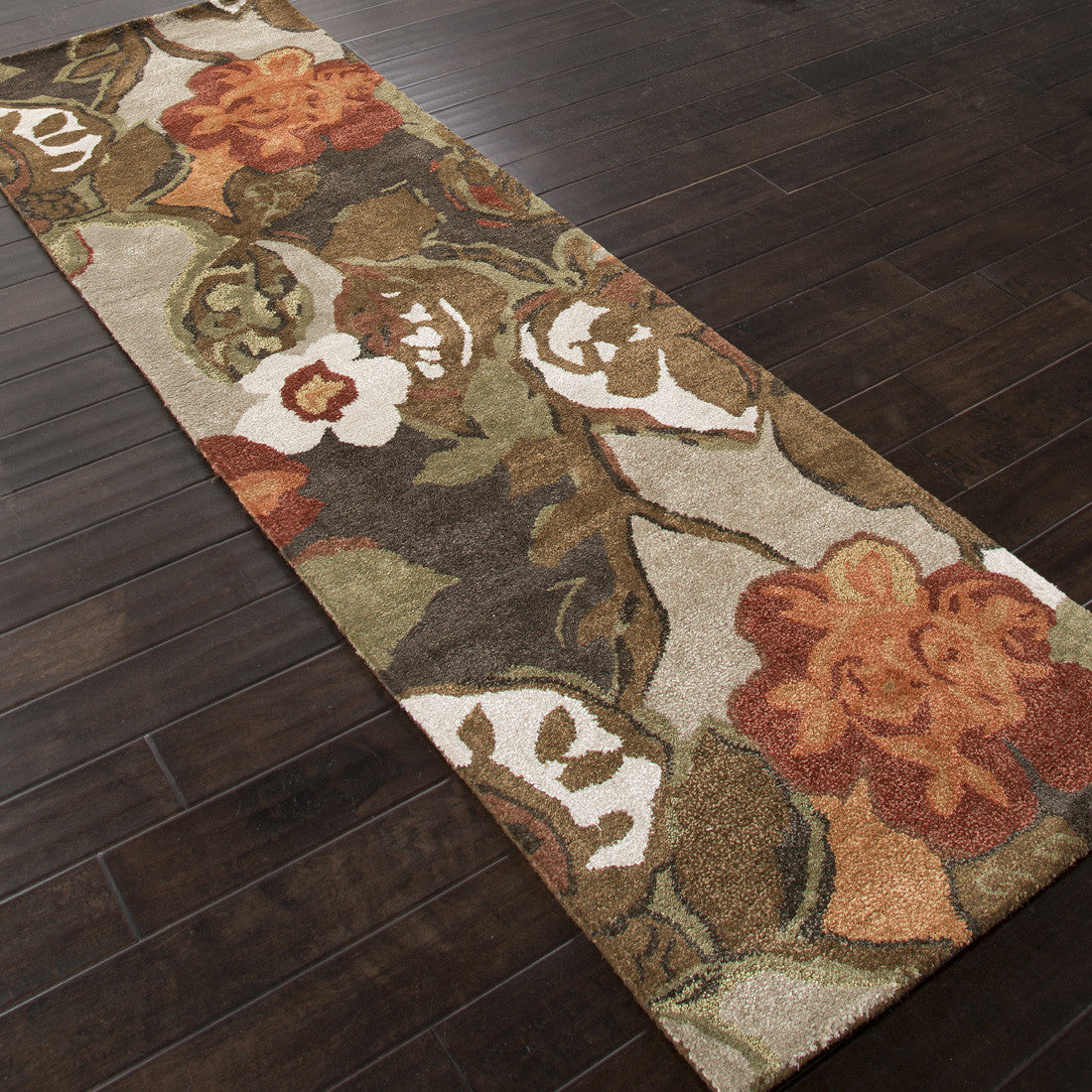 Blue Petal Pusher White Ice Runner Rug