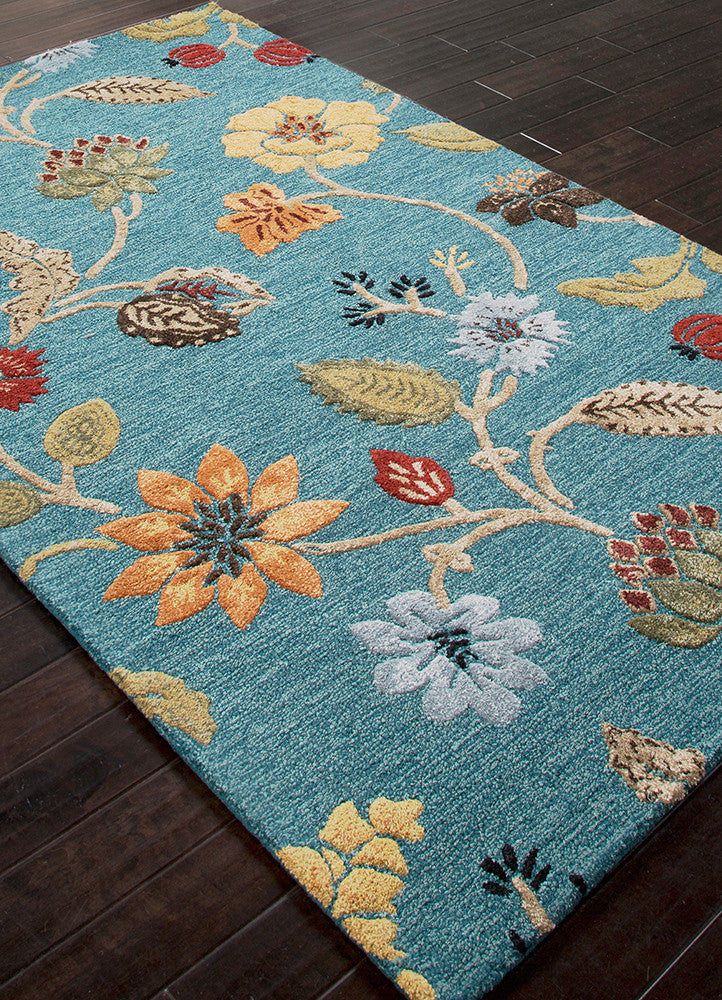 Blue Garden Party Peacock Blue/Marigold Area Rug