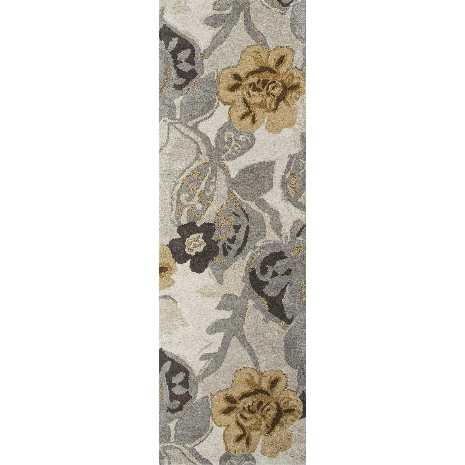 Blue Petal Pusher White/Nickel Runner Rug