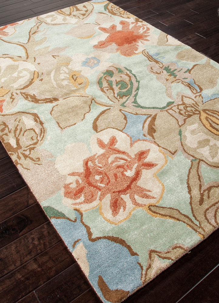 Blue Petal Pusher Aqua Foam Area Rug