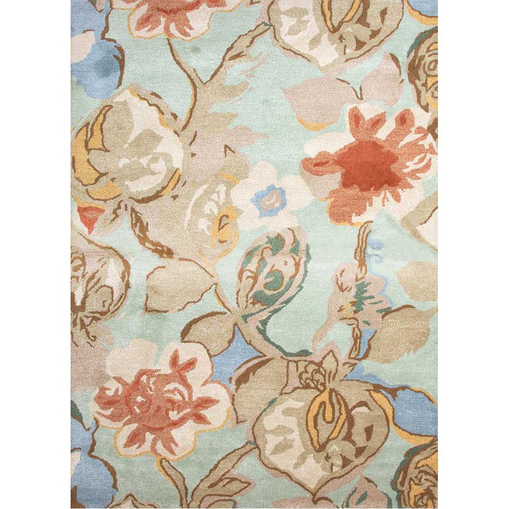 Blue Petal Pusher Aqua Foam Area Rug
