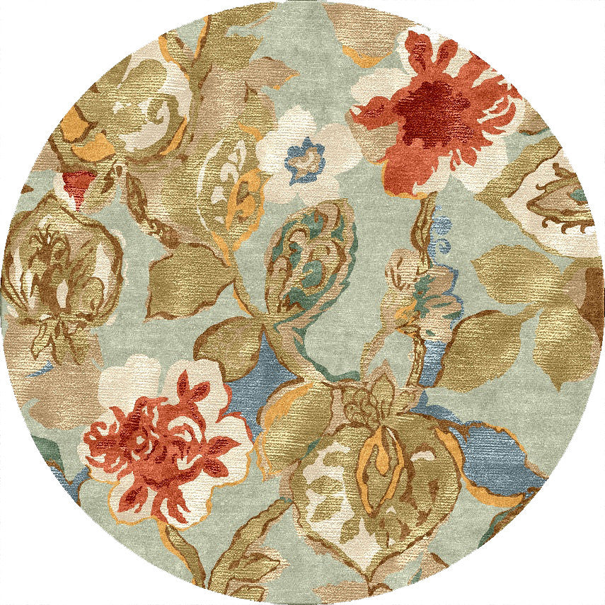 Blue Petal Pusher Aqua Foam Round Rug
