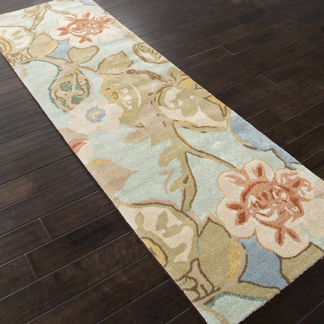 Blue Petal Pusher Aqua Foam Runner Rug