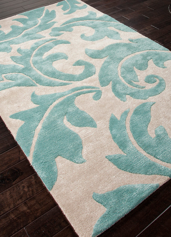 Blue Aloha Antique White/Light Turquoise Area Rug