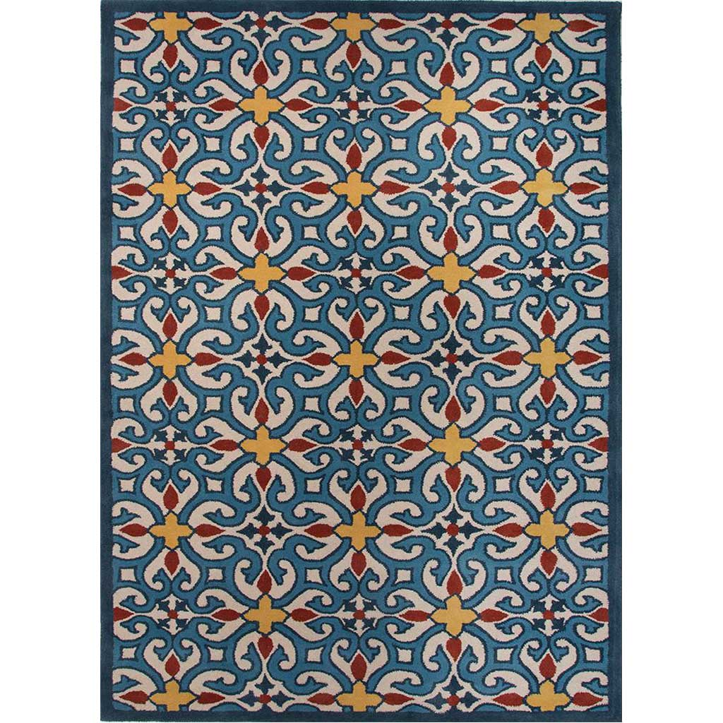 Coastal Villa Iberia Beige/Navy Blue Area Rug