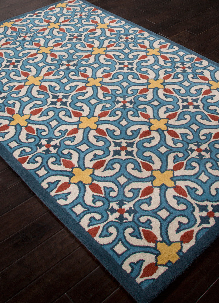 Coastal Villa Iberia Beige/Navy Blue Area Rug