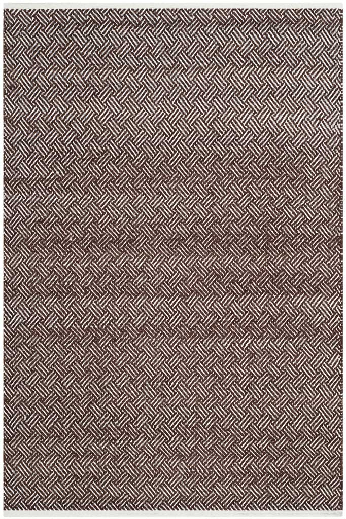 Brown and ivory herringbone brings graphic warmth to a 4' x 6' flat-woven cotton rug. || BOS680A-4 || top_studio