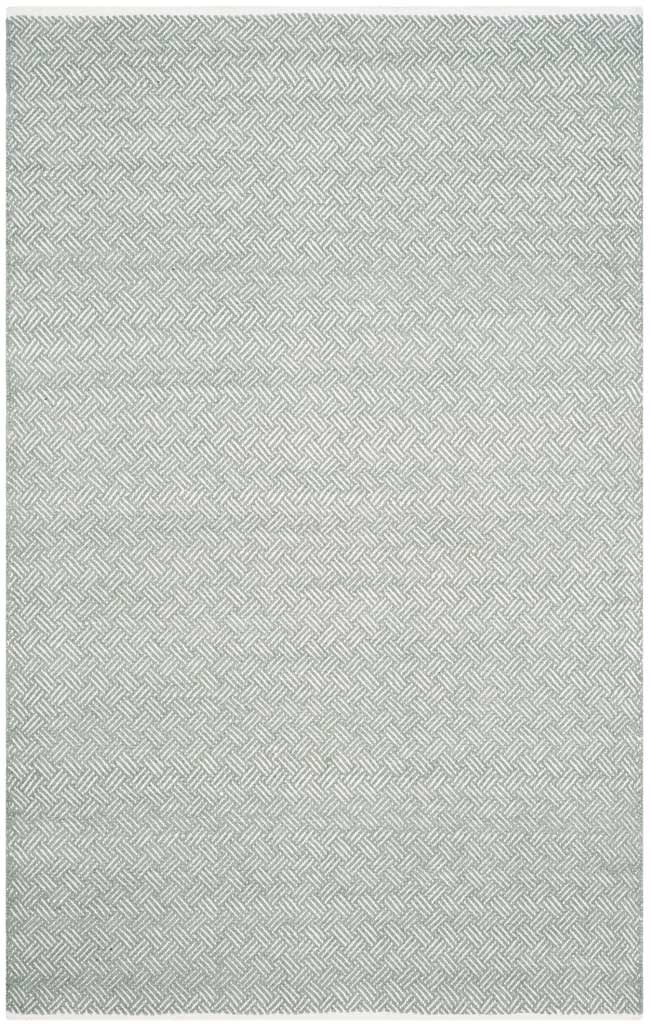 Soft gray and ivory woven chevrons give this 5' x 8' area rug a calm, textured finish.