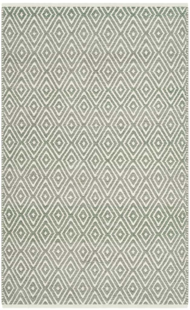 Soft gray and ivory diamonds cover this low-profile cotton rug. || BOS682E-8 || top_studio