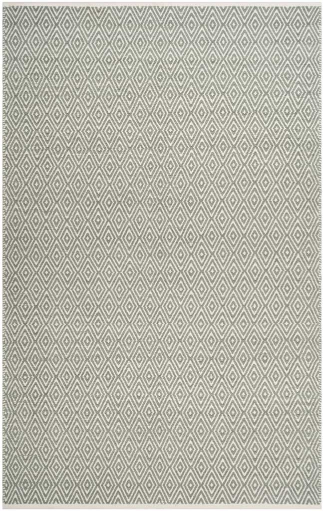 A repeating diamond pattern brings gentle texture to this gray cotton rug.