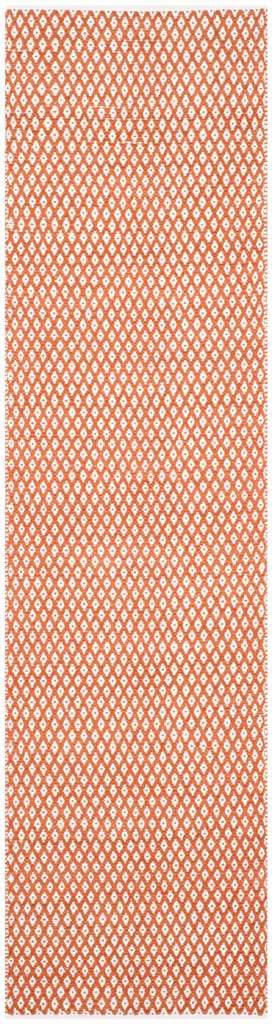 This 9-foot orange cotton runner brings bright color with a tidy white diamond pattern