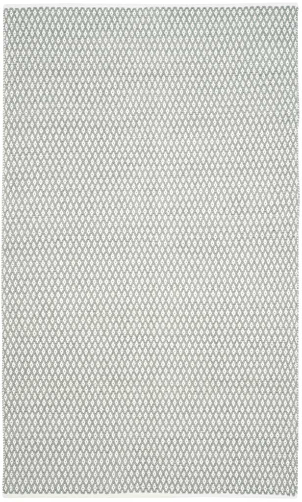 Soft gray and ivory diamonds form a subtle allover pattern on this 5 x 8 ft cotton rug.