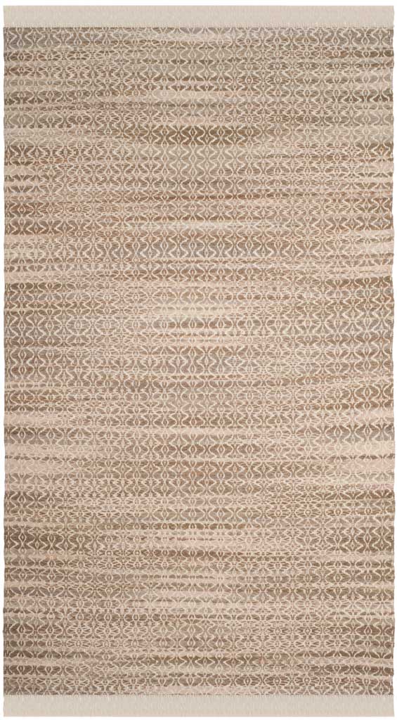 Beige and ivory cotton rug pairs fine geometric bands with a low-profile woven texture || BOS708A-8 || top_studio