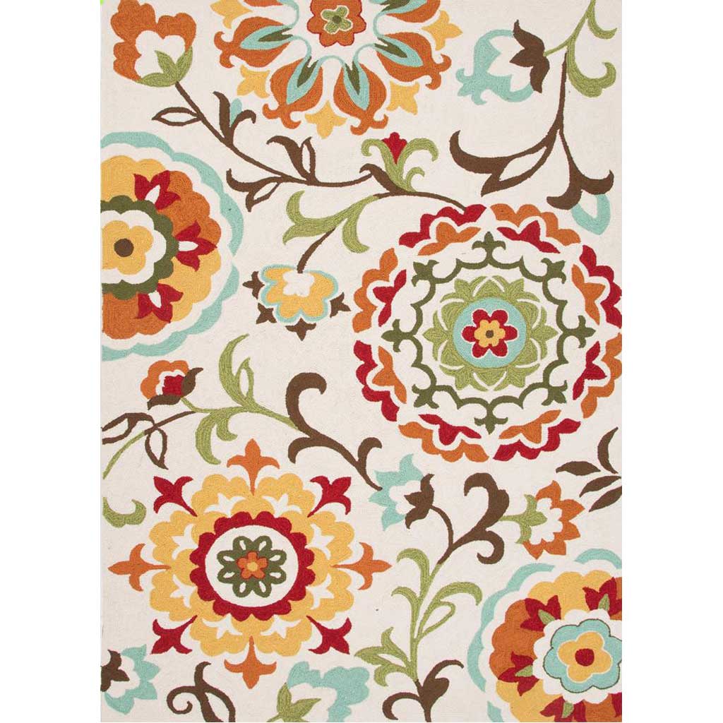 Blossom Garden White Asparagus/Pompian Red Area Rug