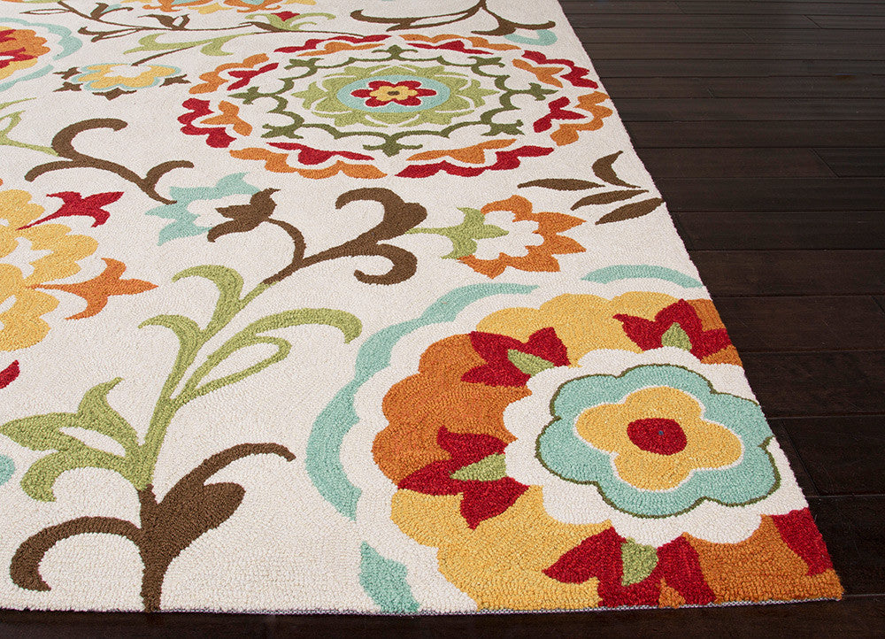 Blossom Garden White Asparagus/Pompian Red Area Rug
