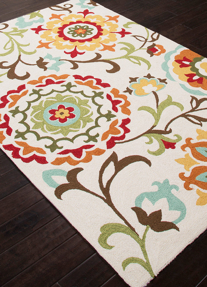 Blossom Garden White Asparagus/Pompian Red Area Rug