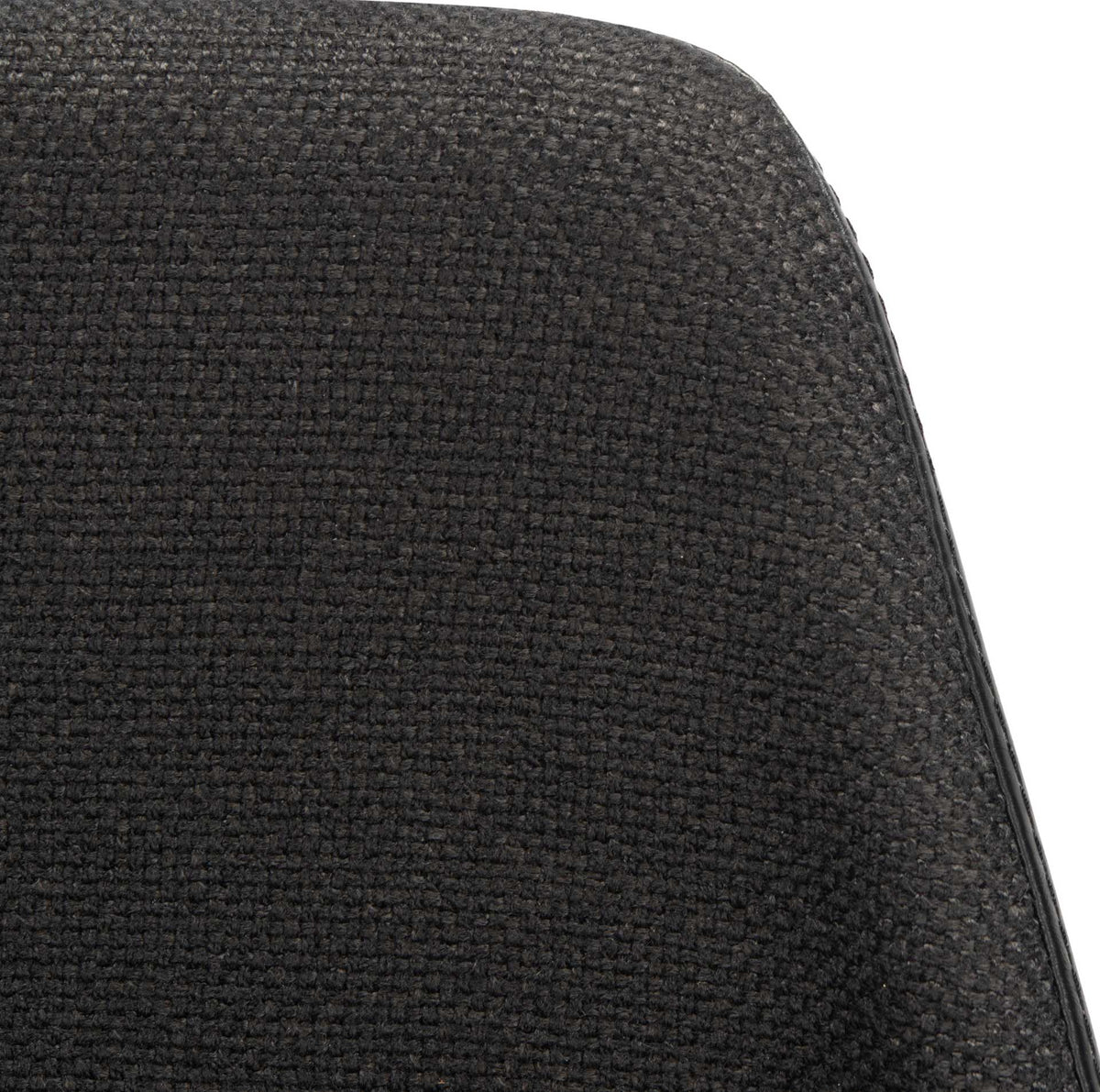 Finely textured black upholstery and a clean curved edge add depth to the backrest.