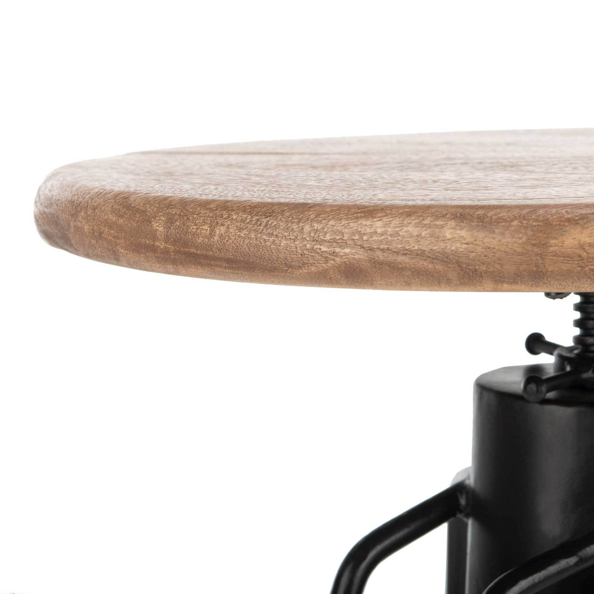 A softly rounded seat edge showcases the warm grain of natural mango wood.