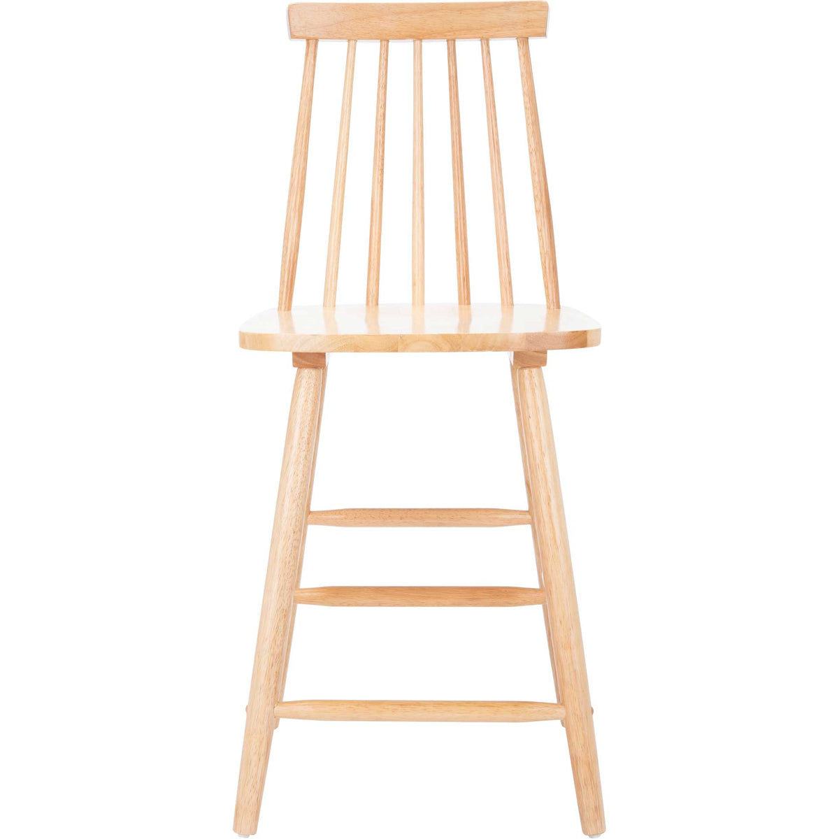 A natural wood counter stool features fine vertical spindles and crossbar footrests. || BST8501C-SET2 || front_studio