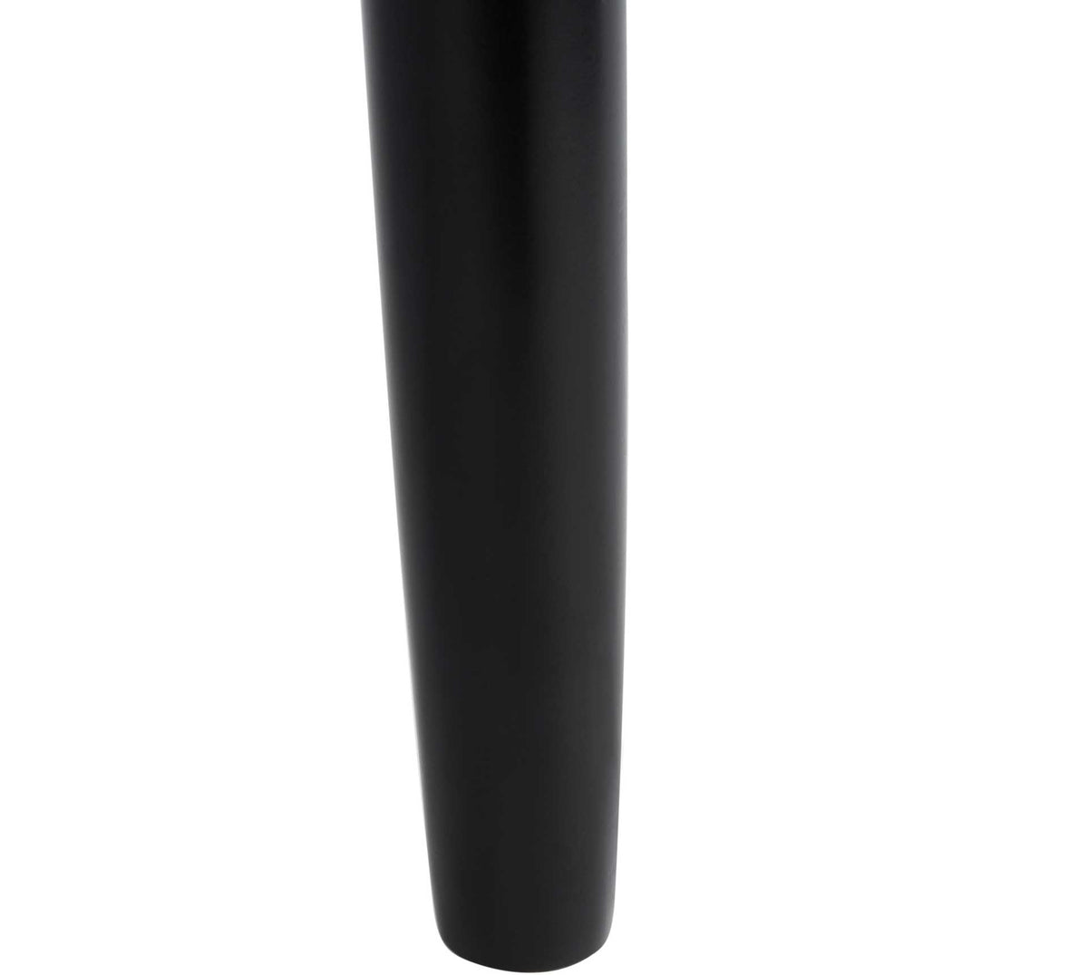 A smooth black tapered leg adds a clean finish to the bar stool's wooden frame.